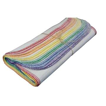 Rainbow Colored Paperless Towels - One Dozen Eco Friendly Birdseye Cotton Sustainable Reusable Paper Towels, zero waste kitchen products Made in the USA (Natural Off White)