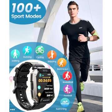 Smart Watch for Men，with Answer/Make Call 100+ Sports Modes Fitness Smart Watch, IP68 Waterproof 80 Days Extra-Long Battery Heart Rate/Blood Oxygen/Sleep Monitor Smartwatch for Android and iOS