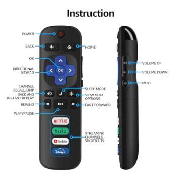 2 Pack Replacement Remote Controls Compatible with Roku Smart TV, Infrared Remotes for TCL/Hisense/Sharp/Philips/Onn/Element/Insignia Roku TV (Not Compatible with Roku Stick, Box or Speaker)