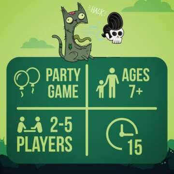 Exploding Kittens Presents Zombie Kittens - Fun Family Card Games for Adults Teens & Kids for Night Entertainment, 2-5 Players - Ages 7 and Up - 61 Cards