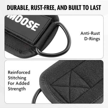 DMoose Fitness Ankle Straps for Cable Machines - One Size Fit with Premium Padding, Glute Kickback Ankle Strap for Women & Men, Cable Attachments for Gym & Booty Workouts (Black - Single)