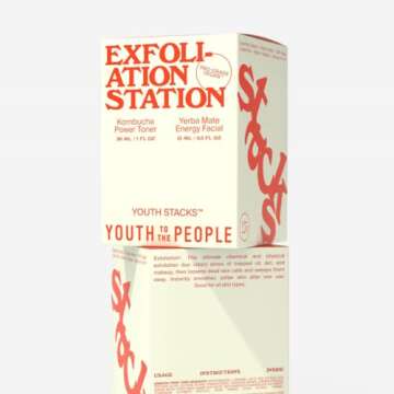 Youth To The People Youth Stacks Exfoliation Station - 11% AHA Kombucha Power Toner (1oz) + Yerba Mate Energy Facial (0.5oz)