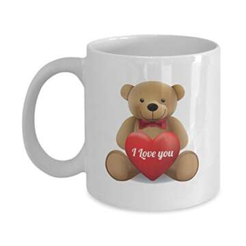 Music Gifts N More I Love You Teddy Bear Coffee Mug 11oz Ceramic Coffee Cup