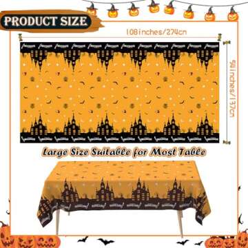 Halloween Tablecloth, 2 PCS Halloween Tablecloth Plastic, Halloween Disposable Tablecloth, 54" x 108" Halloween Tablecloth Rectangle, Halloween Table Cover for Halloween Party Supplies Decorations