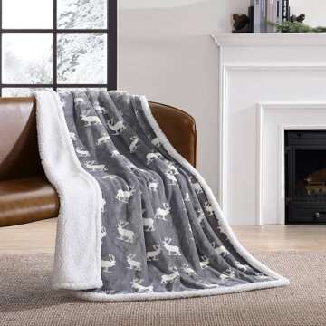 Eddie Bauer - Throw Blanket, Reversible Sherpa Fleece Bedding, Home Decor for All Seasons (Elk Stance Grey, Throw)