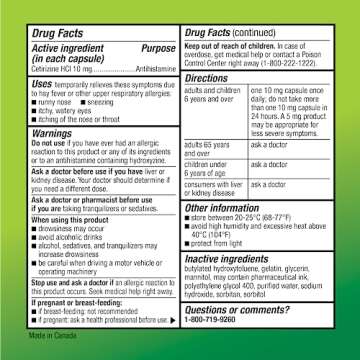 Amazon Basic Care All Day Allergy Medicine, 24 Hour Allergy Liquid Gels Capsule, Cetirizine Hydrochloride, 10 mg, Antihistamine, 40 Count