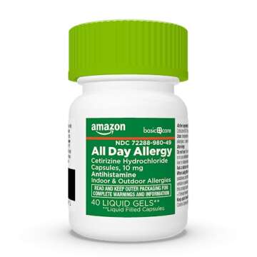 Amazon Basic Care All Day Allergy Medicine, 24 Hour Allergy Liquid Gels Capsule, Cetirizine Hydrochloride, 10 mg, Antihistamine, 40 Count