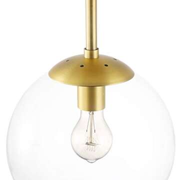 Light Society Zeno Globe Semi Flush Mount Ceiling Light, Clear Glass with Brass Finish, Contemporary Mid Century Modern Style Lighting Fixture (LS-C176-BRS-CLR)