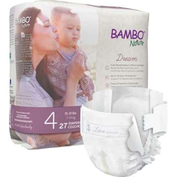 Bambo Nature Hypoallergenic Baby Diapers, Eco-Labelled Sustainable Diapers, Enhanced Leakage Protection, Totally Chlorine-free, Skin Friendly, and Super Absorbent - Size 4 (27 Count)