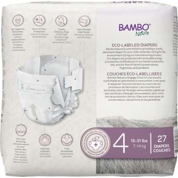 Bambo Nature Hypoallergenic Baby Diapers, Eco-Labelled Sustainable Diapers, Enhanced Leakage Protection, Totally Chlorine-free, Skin Friendly, and Super Absorbent - Size 4 (27 Count)