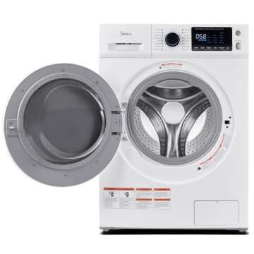 Midea 24 Inch Washer and Dryer Combo, All in One Washer and Dryer 2.7 cu.ft 26lbs, Ventless Washing Machine, Steam Care, Overnight Dry, 1400 RPM, 16 Cycles Front Load Washer, Full-Automatic, White