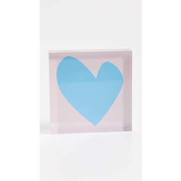 Kerri Rosenthal Women's 4x4 Block of Love Imperfect Heart, Blush, Pink, Blue, One Size