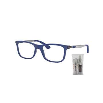 Ray-Ban Junior Kids' RY1549 3655 46MM Matte Blue/Clear Plastic Square Eyeglasses for Boys for Girls + BUNDLE With Designer iWear Eyewear Kit