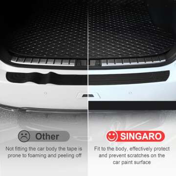 SINGARO Car Rear Bumper Protector, 41inch x3.4inch Car/SUV Universal Rubber Anti-Scratch Trunk Exterior Accessories