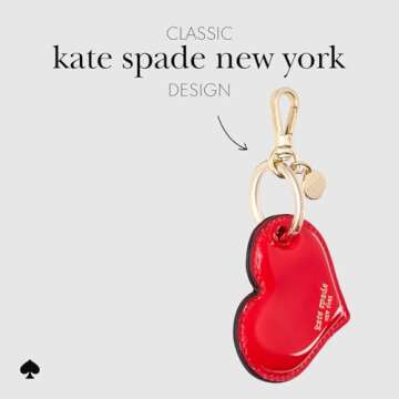 kate spade new york AirTag Charm Keychain - Heart-Shaped AirTag Holder with Luxe Gold Ring Clip for Bags, Luggage, Keys, and More - Classic Red