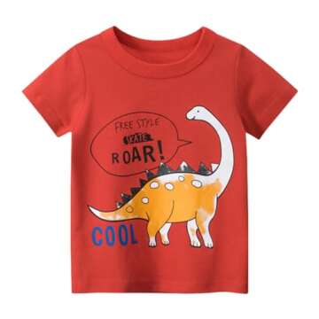 Toddler Boys Shirts Short-Sleeve Little Kids t Shirts Boys' Tops, Tees & Shirts Graphic TEE Age for 2-7 Years 4-Pack