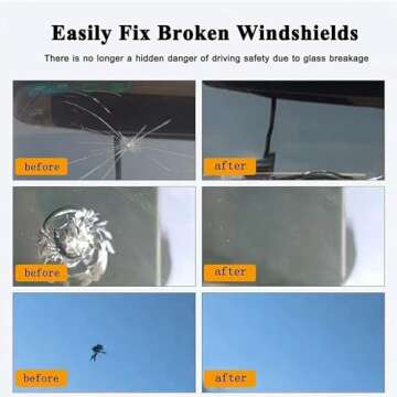 LXPVSA Windshield Repair Kit, 4 Pcs Windshield Crack Repair Kit, Windshield Chip Repair Kit, Windshield Repair Kit for Chips and Cracks 5.7in