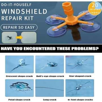 LXPVSA Windshield Repair Kit, 4 Pcs Windshield Crack Repair Kit, Windshield Chip Repair Kit, Windshield Repair Kit for Chips and Cracks 5.7in