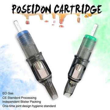 Poseidon Tattoo Cartridge Needles 50Pcs Assorted Mixed Size Round Liner Shader Magnum Curved/Round Mag 5rl 7rl 9rl 5rs 7rs 9rs 15m1 21m1 15cm 21cm Disposable Membrane Tattoo Needles