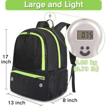 YOREPEK Soccer Backpack, Lightweight Soccer Bag, Water resistant Sport Equipment Bags Fit Basketball to Match Training