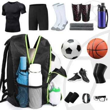 YOREPEK Soccer Backpack, Lightweight Soccer Bag, Water resistant Sport Equipment Bags Fit Basketball to Match Training