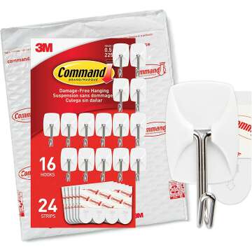 Command Small Wire Toggle Hooks, Damage Free Hanging Wall Hooks with Adhesive Strips, No Tools Wall Hooks for Hanging Organizational Items in Living Spaces, 4 White Hooks and 5 Command Strips