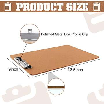 Clipboards, PANDRI 36 Pack Hardboard Office Clipboards, Low Profile Clip, Standard A4 Letter Size, Classroom Supplies, ECO Friendly