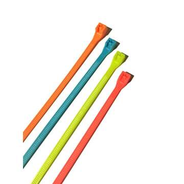 Gardner Bender 46-308FST Assorted Cable Ties, 8 inch, 75 lb, Electrical Wire and Cord Management, Nylon Zip Tie, 100 Pk, Fluorescent Blue, Green, Yellow & Pink