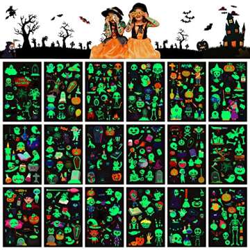 Awinmay Luminous Halloween Temporary Tattoos for Kids - 360 Pieces Halloween Glow In The Dark Tattoos for Boys and Girls,Bulk Halloween Prizes Treat or Trick Party Favor Goody Bag Stuffers 20 Sheets