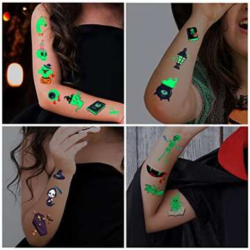 Awinmay Luminous Halloween Temporary Tattoos for Kids - 360 Pieces Halloween Glow In The Dark Tattoos for Boys and Girls,Bulk Halloween Prizes Treat or Trick Party Favor Goody Bag Stuffers 20 Sheets