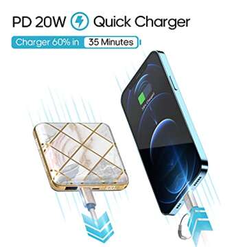 Aipusi Portable Charger Small Power Bank,PD20W 10000mAh Huge Capacity Slim External Battery Pack,22.5W QC4.0 Fast Charging USB C LED Display Power Banks,Compatible with iPhone, Samsung Galaxy and More