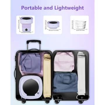 Portable Washing Machine, 9L Mini Laundry Washer with 3 Modes Cleaning for Underwear, Baby Clothes, Sock, Small Delicates. Foldable Washer and Dryer Combo for Apartment, Home, Hotel,Camping,RV(Purple)