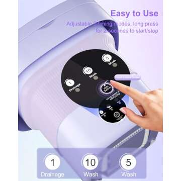 Portable Washing Machine, 9L Mini Laundry Washer with 3 Modes Cleaning for Underwear, Baby Clothes, Sock, Small Delicates. Foldable Washer and Dryer Combo for Apartment, Home, Hotel,Camping,RV(Purple)