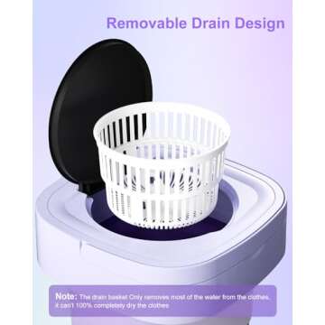 Portable Washing Machine, 9L Mini Laundry Washer with 3 Modes Cleaning for Underwear, Baby Clothes, Sock, Small Delicates. Foldable Washer and Dryer Combo for Apartment, Home, Hotel,Camping,RV(Purple)