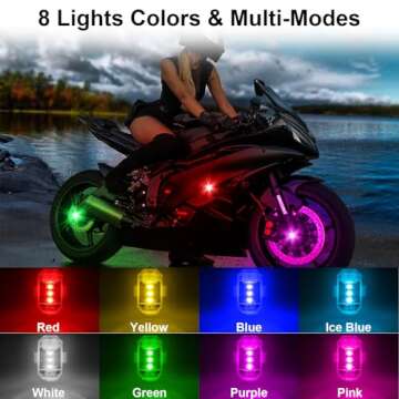 4PCS Wireless LED Strobe Lights with Remote Control, 8 Colors USB Rechargeable Anti-Collision Warning Light, High Brightness Wireless LED Lights for Car Drone Truck Motorcycle Aircraft Bike