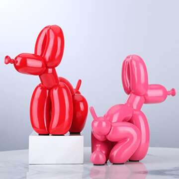 XIAOMAGG Squat Balloon Dog Sculpture Trendy Bedroom Living Room Home Decor Funky Animal Statues for Modern Office deskdecor Art Resin Decoration Collectible Figurines