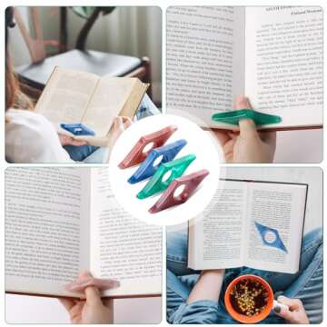 4 Pcs Thumb Book Page Holder Resin Thumb Book Holder Book Page Holders for Reading Book Opener Holder Thumb Ring Book Accessories for Book Lovers Readers Student Teacher Gifts(4 Colors）