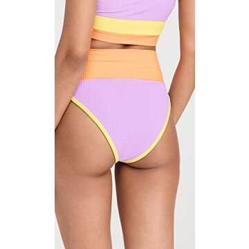 Beach Riot Women's Emmy Bikini Bottoms, Sundazed Color Block, Purple, S