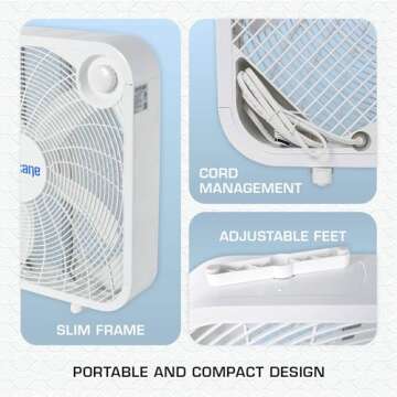 Hurricane Floor Box Fan, 3 Speed Powerful and Quiet Room Cooling, Classic, 20"