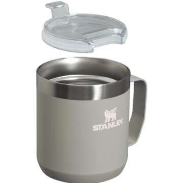 Stanley Stay Hot Camp Mug - Durable 18/8 Stainless Steel Insulated Mug - Splash-Free Tritan™ Drink-Thru Lid - 12 OZ - Ash 2.0