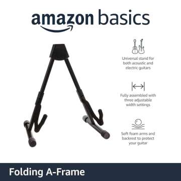 Amazon Basics Adjustable Guitar Folding A-Frame Stand for All Guitars