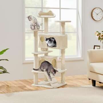 Yaheetech 54in Cat Tree Tower with Scratch Post - Ultimate Pet Playhouse