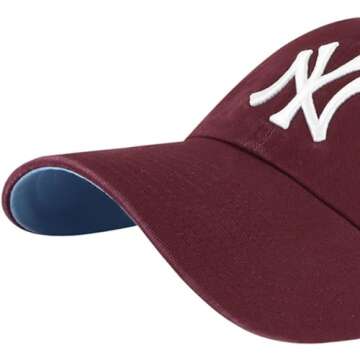 47 New York Yankees Primary Logo Ballpark Clean Up Dad Hat Baseball Cap (Maroon Blue Bottom)