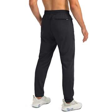 G Gradual Men's Sweatpants with Zipper Pockets Tapered Joggers for Men Athletic Pants for Workout, Jogging, Running (Black, Large)