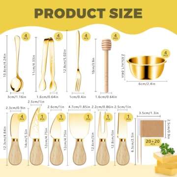 Charcuterie Boards Accessories Gold Charcuterie Utensils Cheese Butter Spreader Knife Set Small Serving Tongs Forks and Spoons Dipping Bowls Honey Dippers Toothpick Flags for Party Platter Making