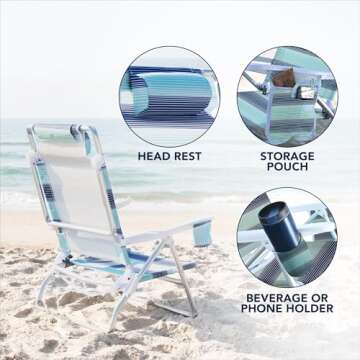 Caribbean Joe 5-Position Folding Beach Chair