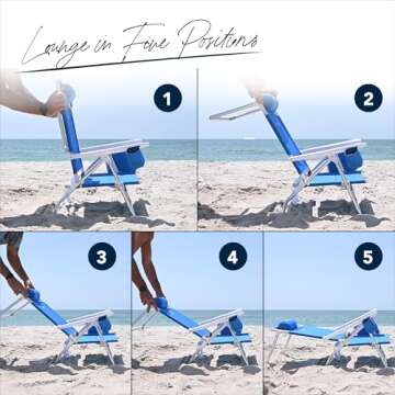 Caribbean Joe 5-Position Folding Beach Chair