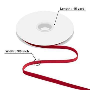 Humphrey's Craft 3/8 Inch Wide Red Crushed Velvet Ribbons Spool - 15 Yards Variety of Color Perfect for Sewing, Gift Wrapping, Jewelry Making, Wedding Decorating, and All Crafting Projects.