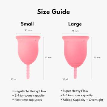 Lena Menstrual Cups, Reusable Period Cup, Tampons,Period Underwear and Menstrual Pads Alternative, Feminine Care, FSA Eligible, Silicone Menstrual Cup, Made in USA, Regular & Heavy Flow, Small, Pink