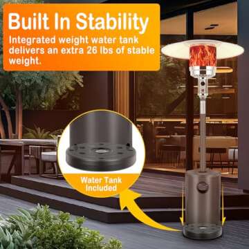 Hykolity 50,000 BTU Patio Heater with Sand Box, Table Design, Double-Layer Stainless Steel Burner, Wheels, Tip-over Protection System, Outdoor Heater for Home and Residential, Brown